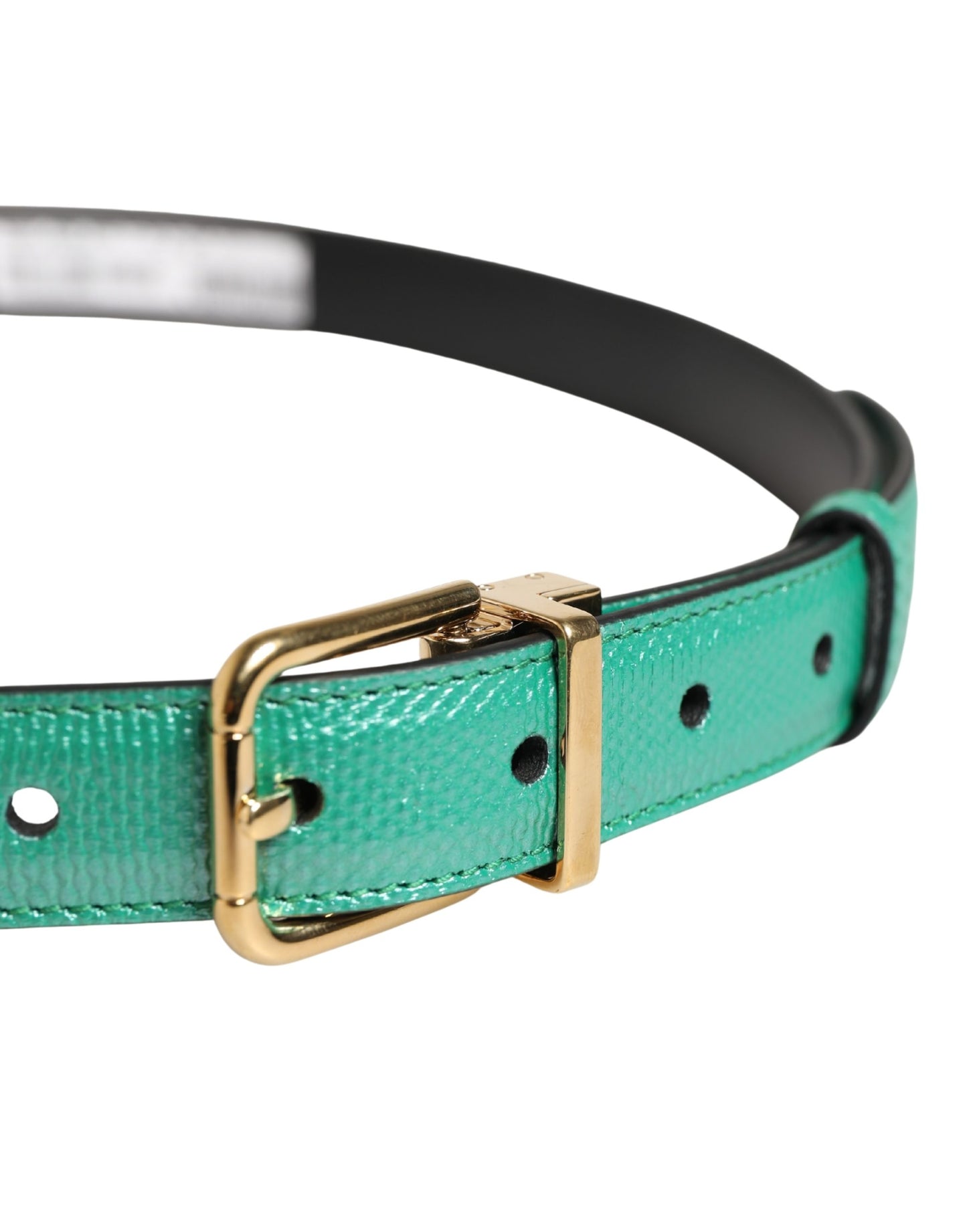 Cinturón de hombre Dolce & Gabbana verde clásico de piel con hebilla metálica
