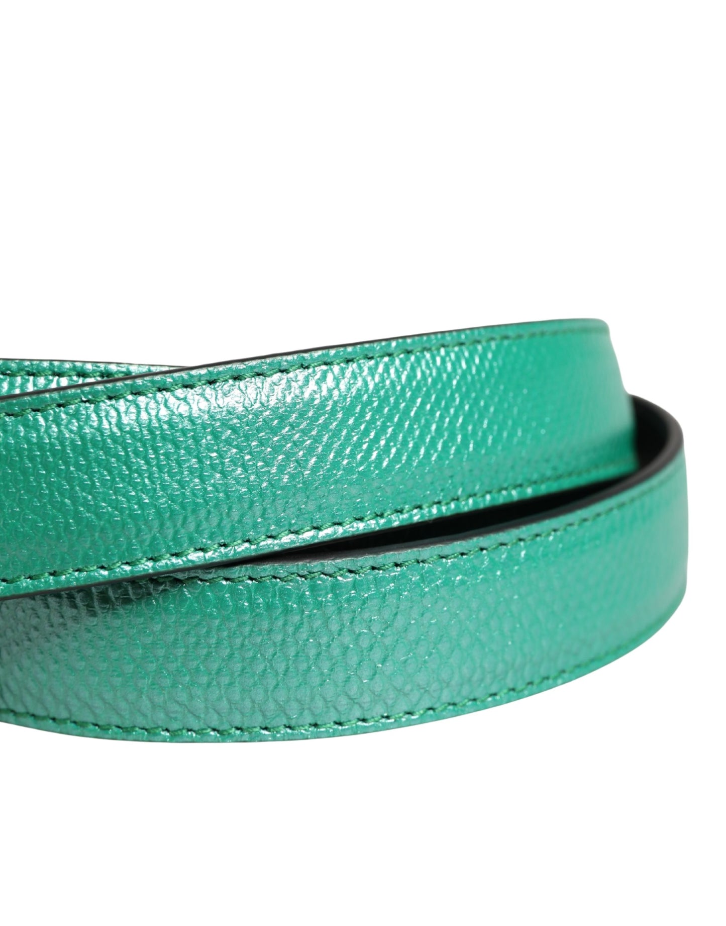 Cinturón de hombre Dolce & Gabbana verde clásico de piel con hebilla metálica