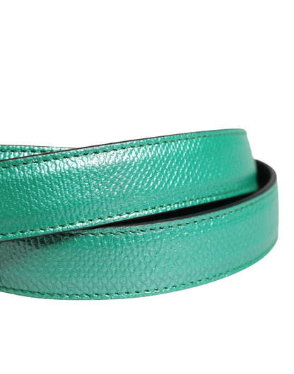 Cinturón de hombre Dolce & Gabbana verde clásico de piel con hebilla metálica