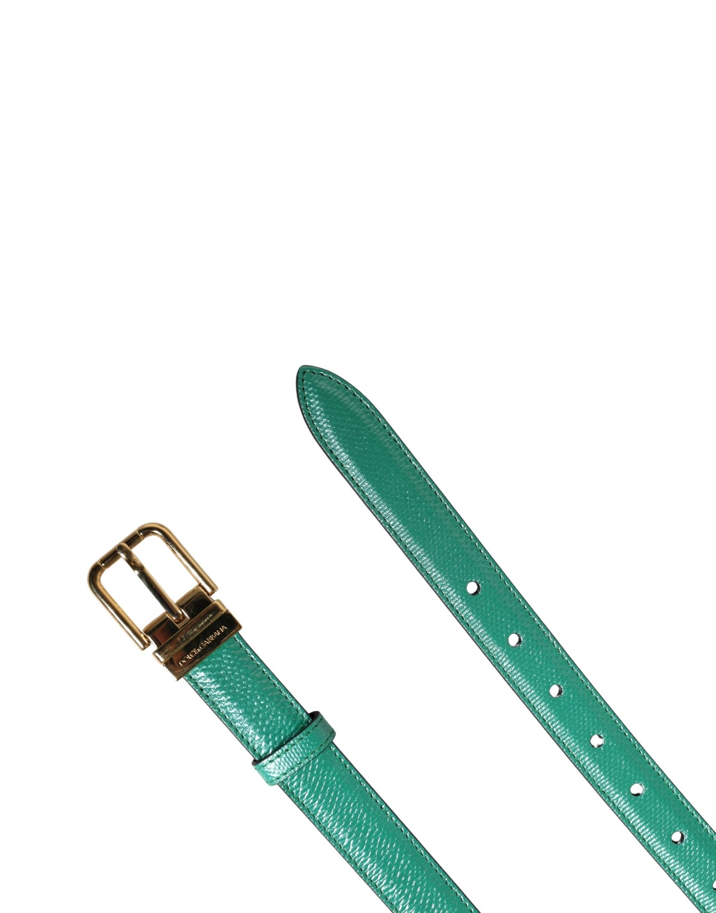 Cinturón de hombre Dolce & Gabbana verde clásico de piel con hebilla metálica
