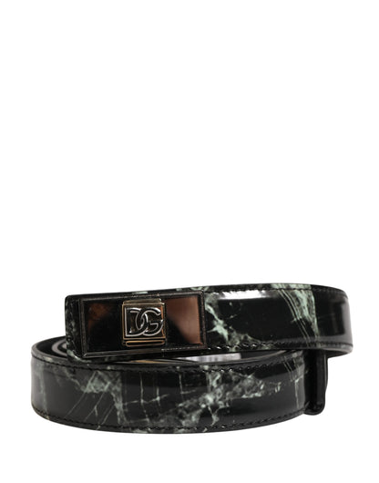 Ceinture en cuir à boucle logo DG Dolce & Gabbana pour homme - Noir Marbre