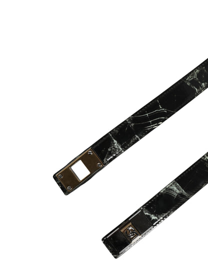 Ceinture en cuir à boucle logo DG Dolce & Gabbana pour homme - Noir Marbre