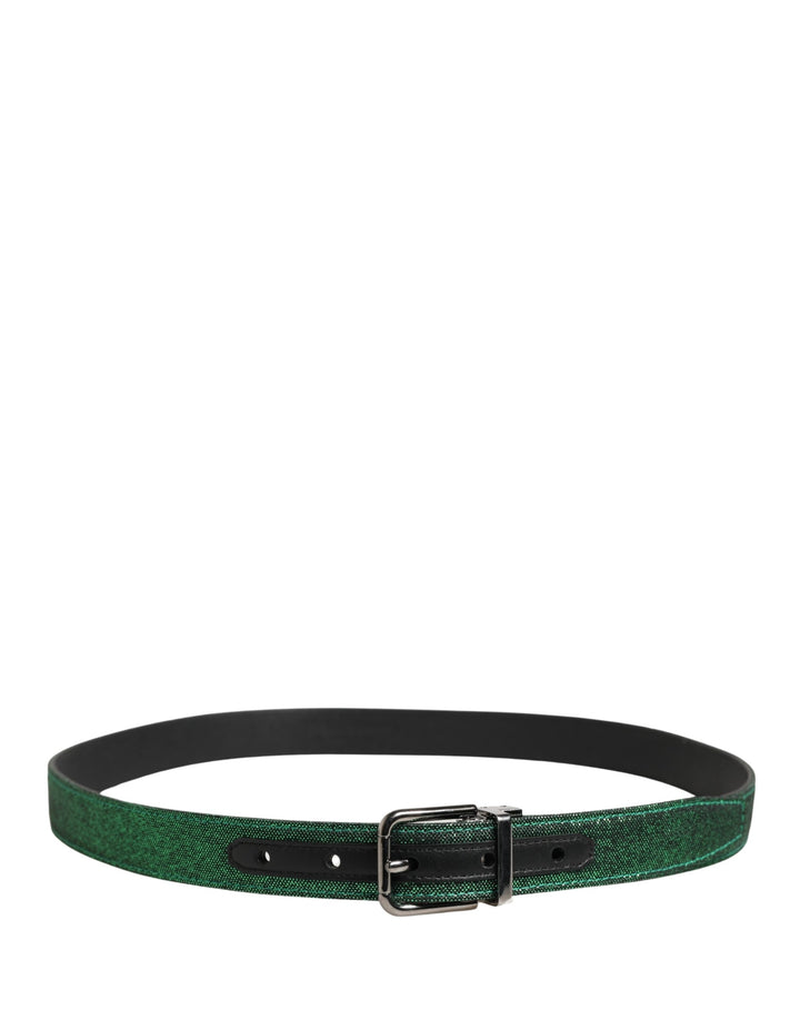 Cinturón Dolce & Gabbana para hombre de lurex verde con hebilla metálica