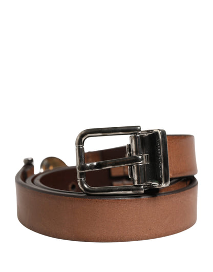 Ceinture Dolce & Gabbana en cuir marron avec boucle métallique pour homme
