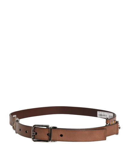 Ceinture Dolce & Gabbana en cuir marron avec boucle métallique pour homme