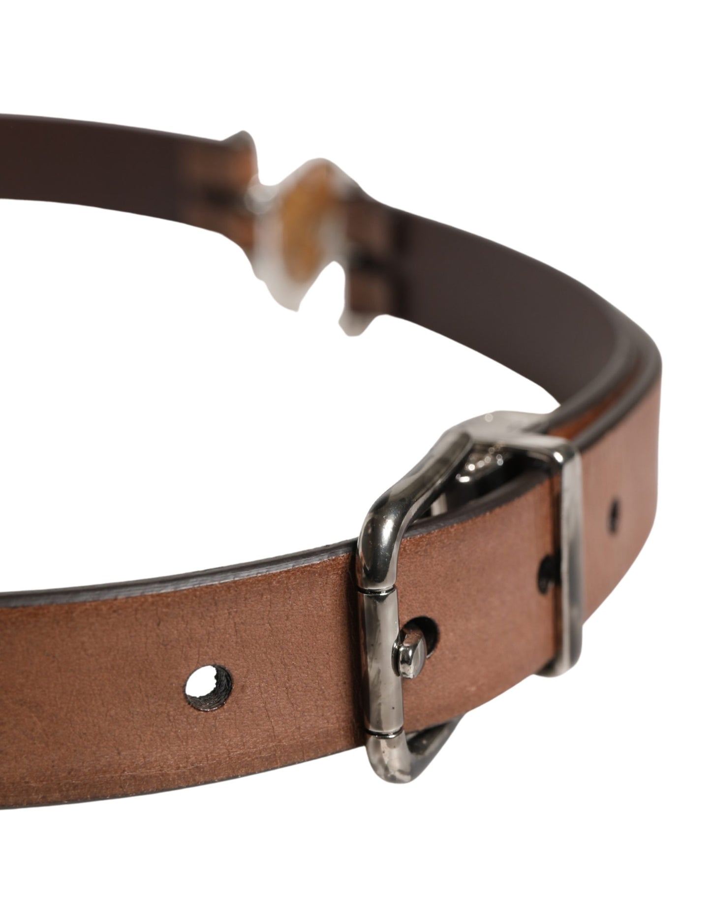 Ceinture Dolce & Gabbana en cuir marron avec boucle métallique pour homme