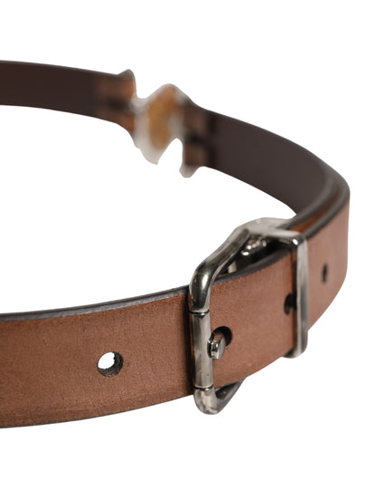 Ceinture Dolce & Gabbana en cuir marron avec boucle métallique pour homme