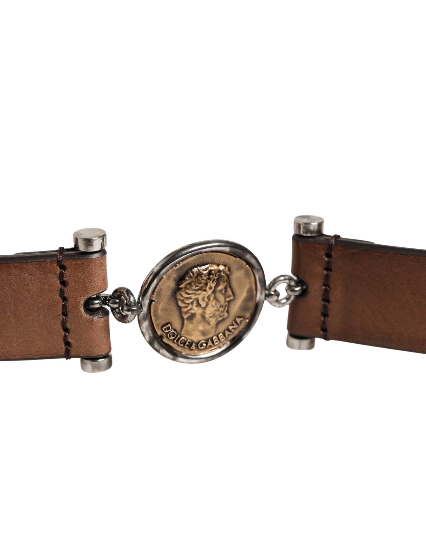 Ceinture Dolce & Gabbana en cuir marron avec boucle métallique pour homme