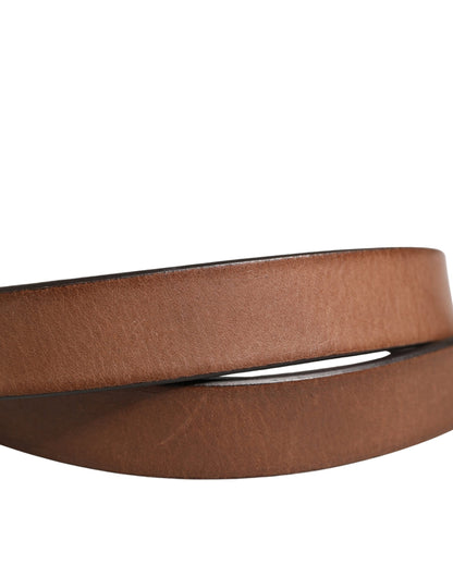 Ceinture Dolce & Gabbana en cuir marron avec boucle métallique pour homme