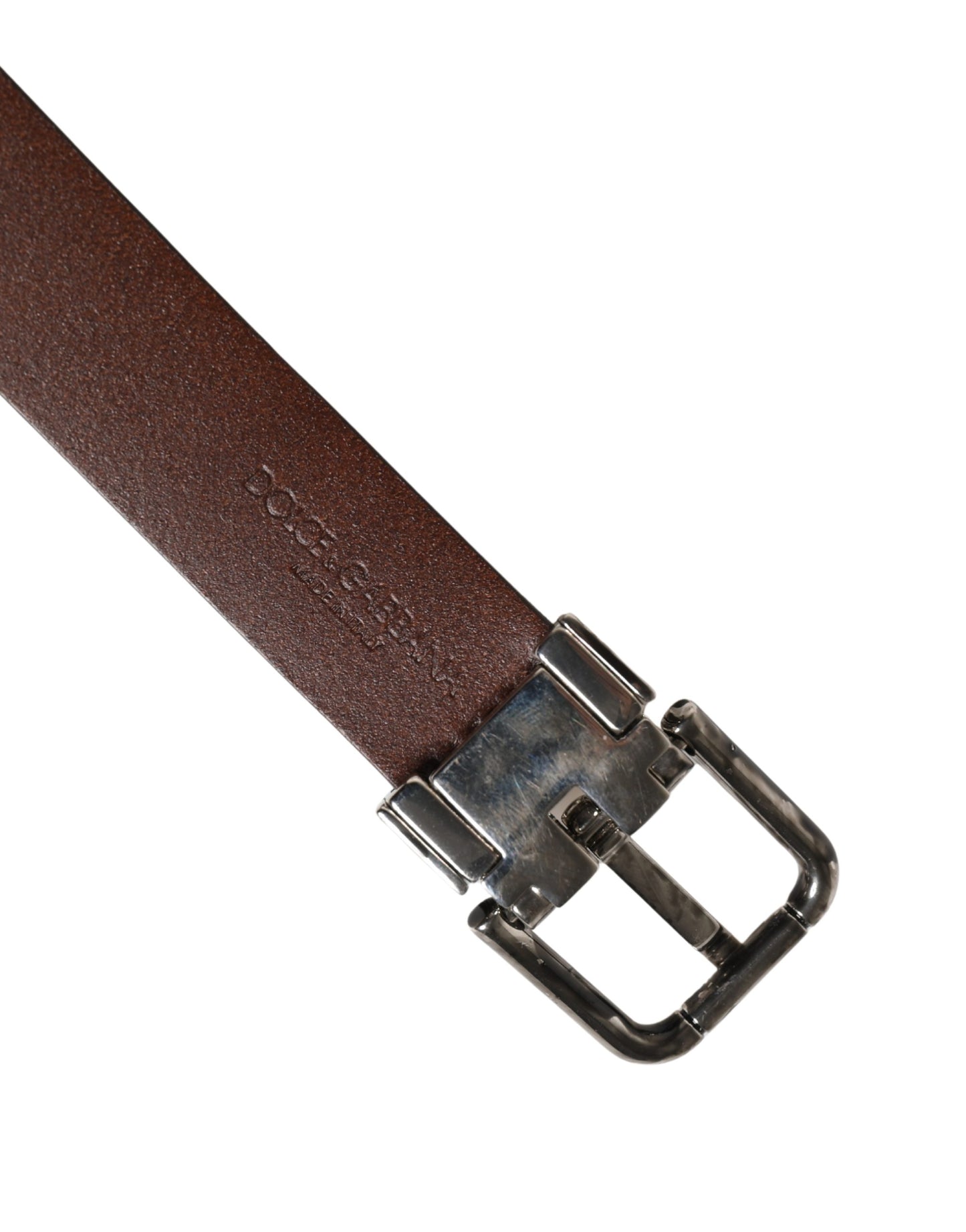 Ceinture Dolce & Gabbana en cuir marron avec boucle métallique pour homme