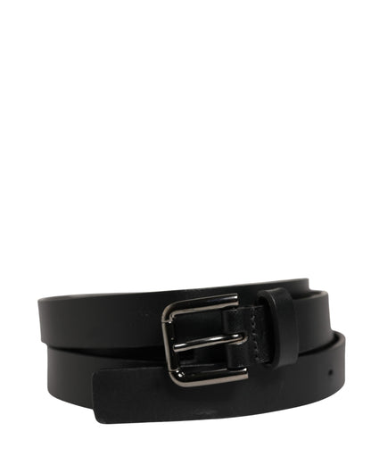 Ceinture Dolce & Gabbana en cuir noir à double sangle et boucle argentée