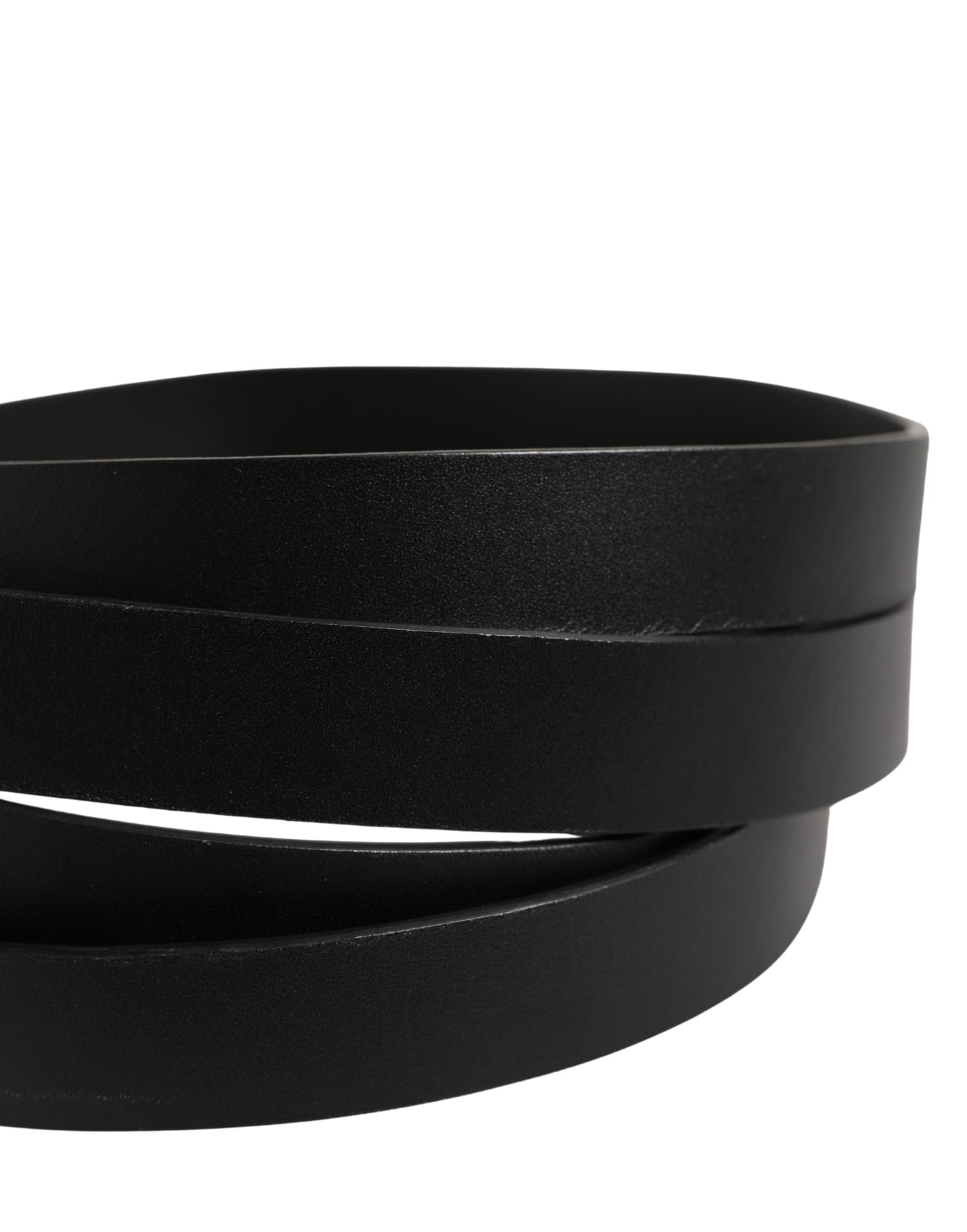 Ceinture Dolce & Gabbana en cuir noir à double sangle et boucle argentée