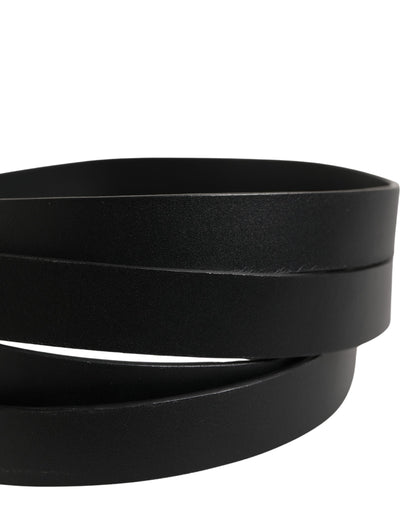 Ceinture Dolce & Gabbana en cuir noir à double sangle et boucle argentée