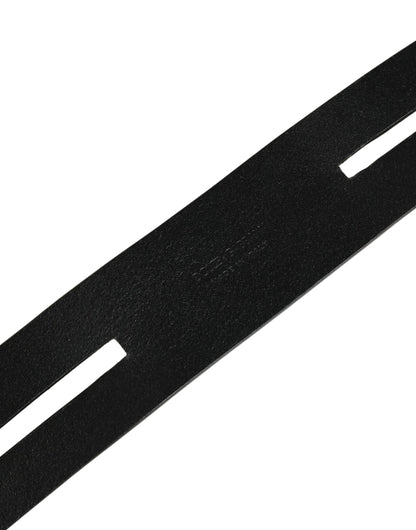 Ceinture Dolce & Gabbana en cuir noir à double sangle et boucle argentée