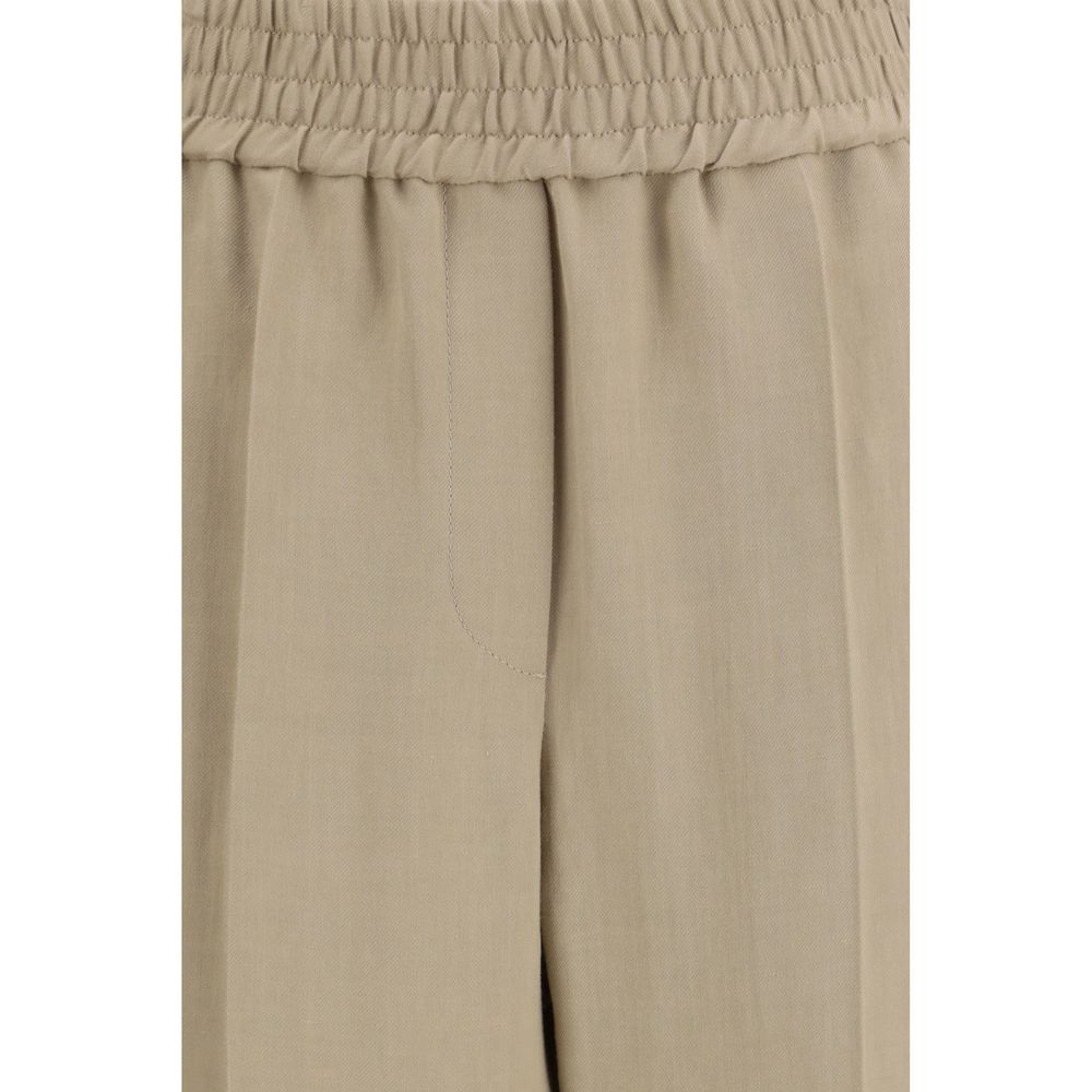Pantalones informales de viscosa beige Brunello Cucinelli