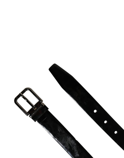 Ceinture Dolce & Gabbana pour homme en cuir noir avec boucle en métal