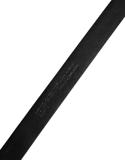 Dolce & Gabbana Men Black Exotic Leather Metal Buckle Belt