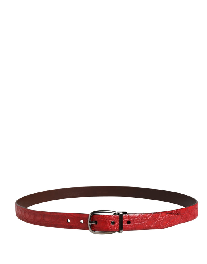Cinturón Dolce & Gabbana para hombre de cuero exótico rojo con hebilla metálica