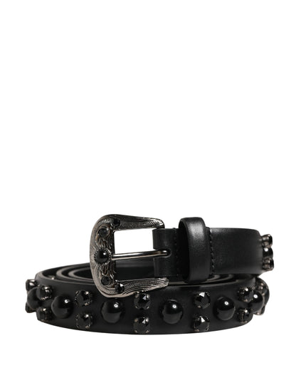 Cinturón Dolce & Gabbana para Hombre de Piel de Becerro Negra con Hebilla Metálica Adornada