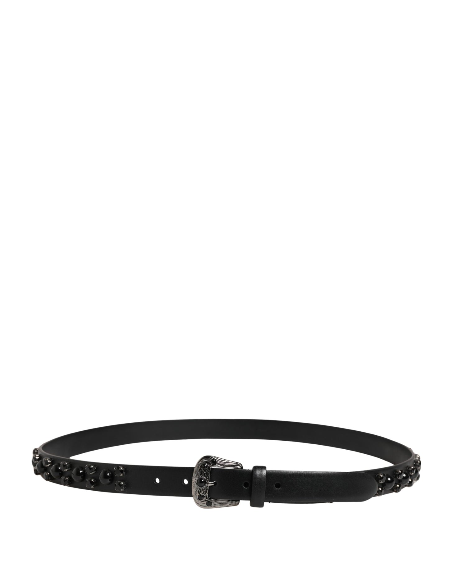 Cinturón Dolce & Gabbana para Hombre de Piel de Becerro Negra con Hebilla Metálica Adornada