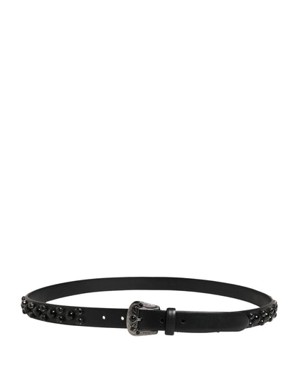 Cinturón Dolce & Gabbana para Hombre de Piel de Becerro Negra con Hebilla Metálica Adornada