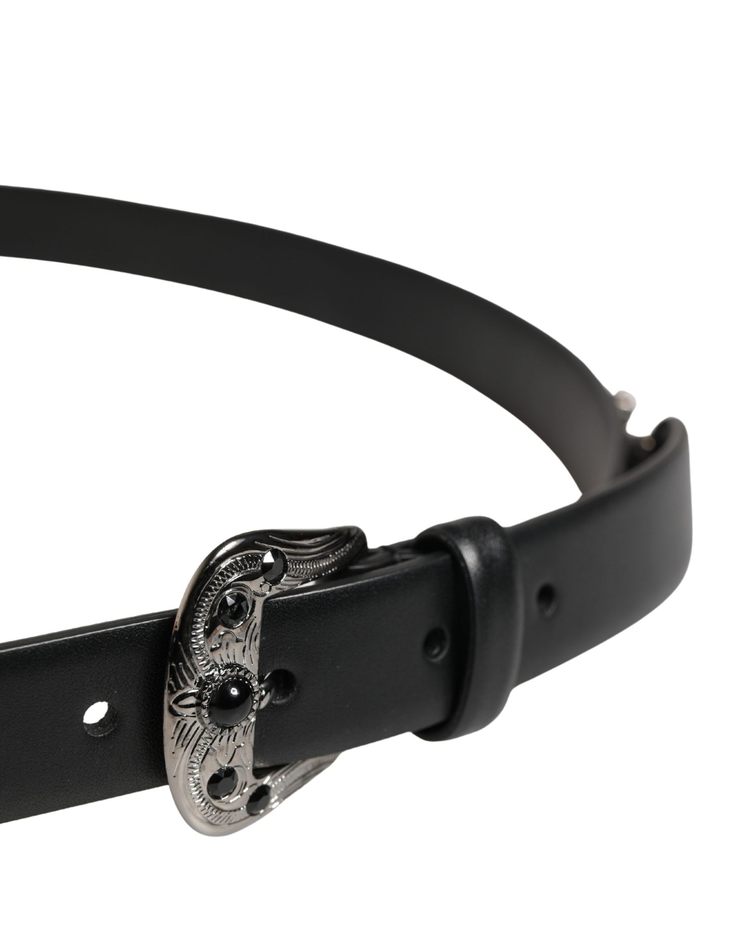 Cinturón Dolce & Gabbana para Hombre de Piel de Becerro Negra con Hebilla Metálica Adornada
