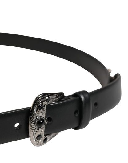 Cinturón Dolce & Gabbana para Hombre de Piel de Becerro Negra con Hebilla Metálica Adornada