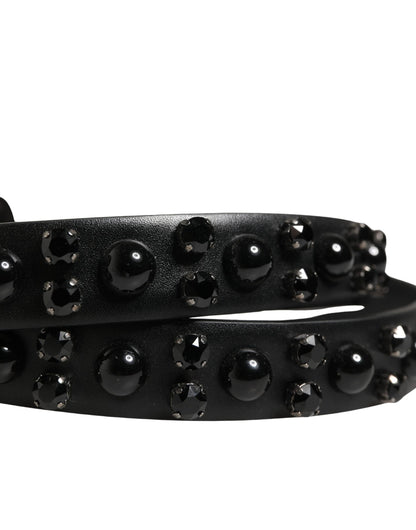 Cinturón Dolce & Gabbana para Hombre de Piel de Becerro Negra con Hebilla Metálica Adornada
