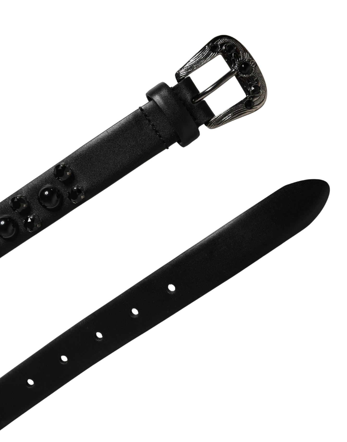 Cinturón Dolce & Gabbana para Hombre de Piel de Becerro Negra con Hebilla Metálica Adornada