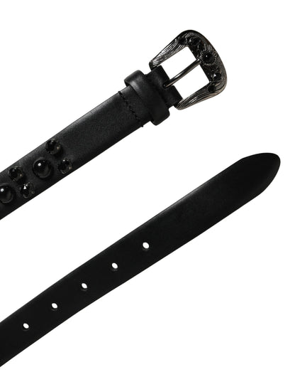 Cinturón Dolce & Gabbana para Hombre de Piel de Becerro Negra con Hebilla Metálica Adornada