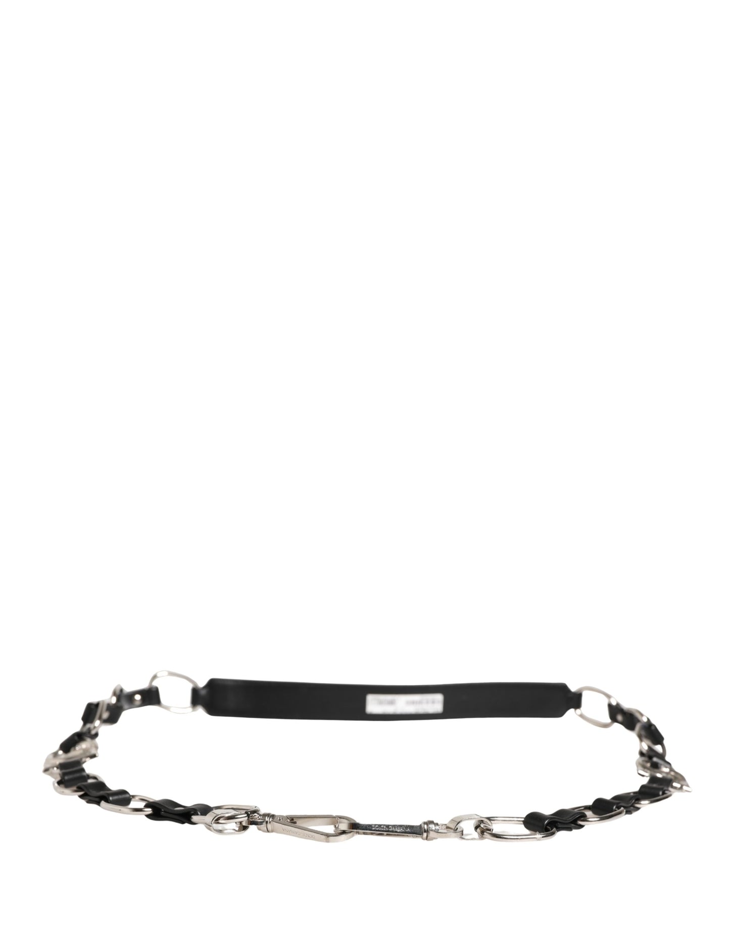 Correa de hombro para bolso Dolce & Gabbana de cuero negro con cadena plateada