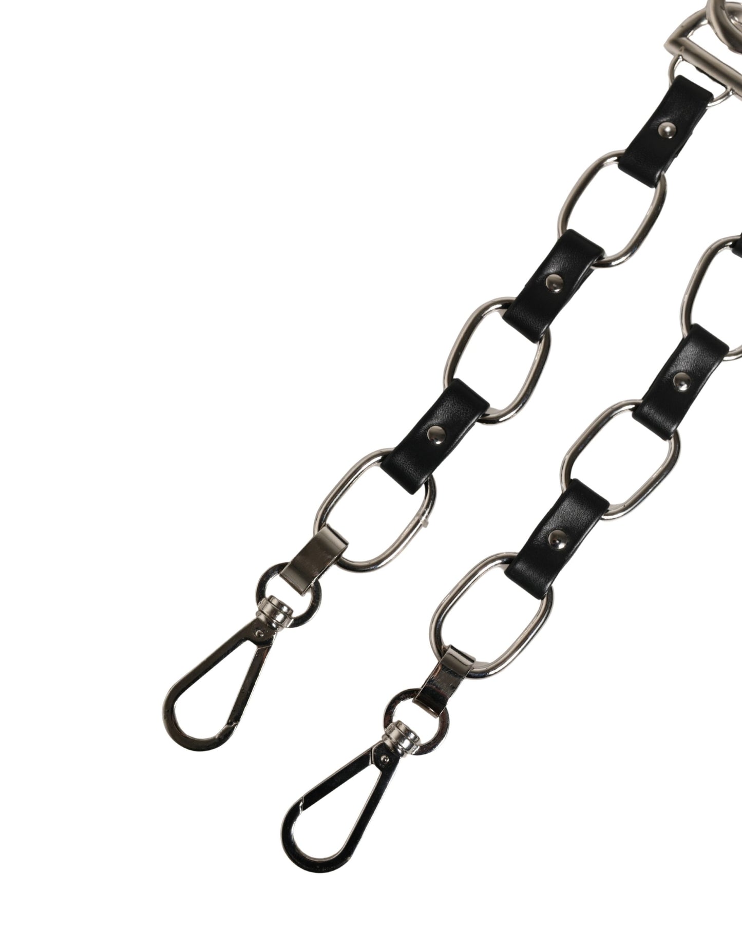 Correa de hombro para bolso Dolce & Gabbana de cuero negro con cadena plateada