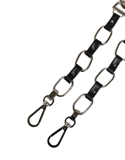 Correa de hombro para bolso Dolce & Gabbana de cuero negro con cadena plateada
