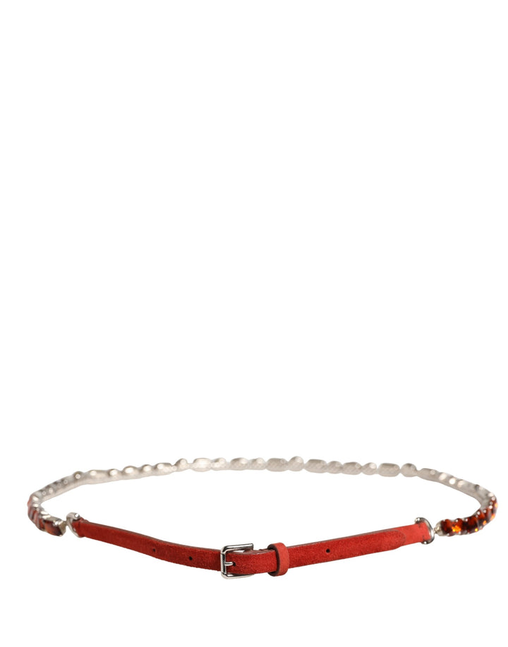 Ceinture ornée de cristaux en velours rouge Dolce & Gabbana