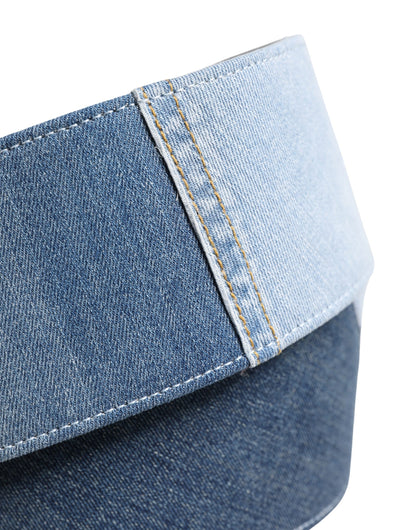 Ceinture Dolce & Gabbana en jean bicolore bleu avec boucle en métal doré