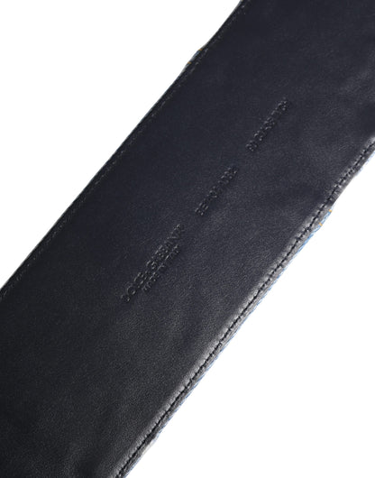 Ceinture Dolce & Gabbana en jean bicolore bleu avec boucle en métal doré