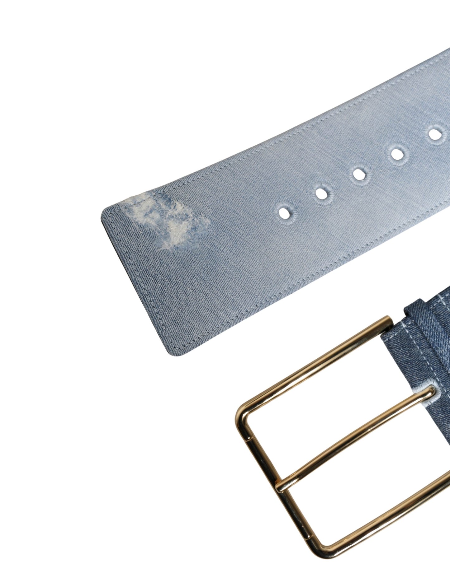 Ceinture Dolce & Gabbana en jean bicolore bleu avec boucle en métal doré