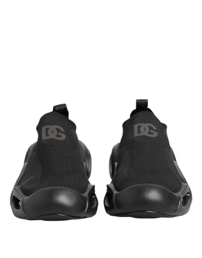 Dolce & Gabbana Black Slip On Wave Low Top Sneakers Shoes