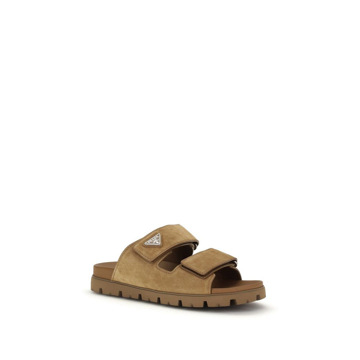Sandales Prada en cuir de veau marron Bos Taurus à enfiler