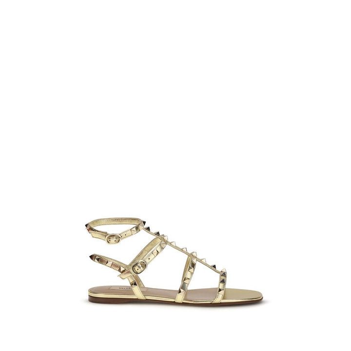 Valentino Garavani Gold Goatskin Flat Sandals