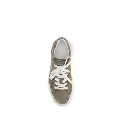 Brunello Cucinelli Gray Calf Leather Bos Taurus Sneakers