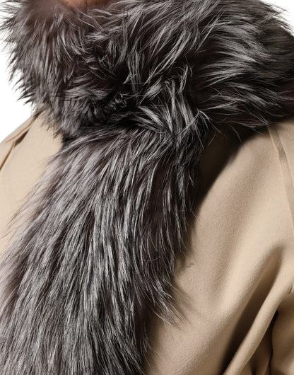 Écharpe d'hiver cache-cou en fourrure de renard grise Dolce & Gabbana