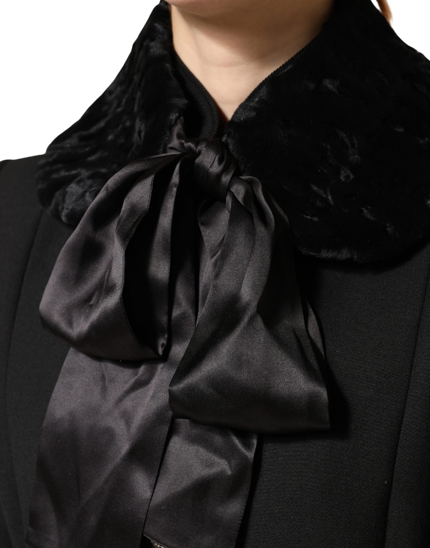 Cache-col d'hiver Dolce & Gabbana en fourrure d'agneau noire pour femme