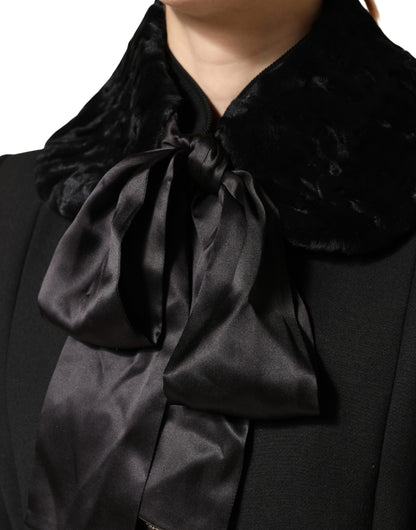 Cache-col d'hiver Dolce & Gabbana en fourrure d'agneau noire pour femme