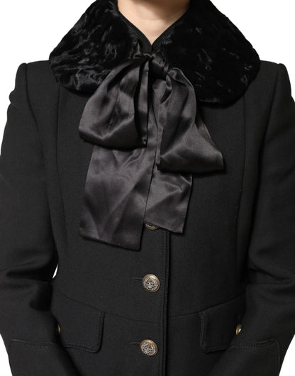 Cache-col d'hiver Dolce & Gabbana en fourrure d'agneau noire pour femme