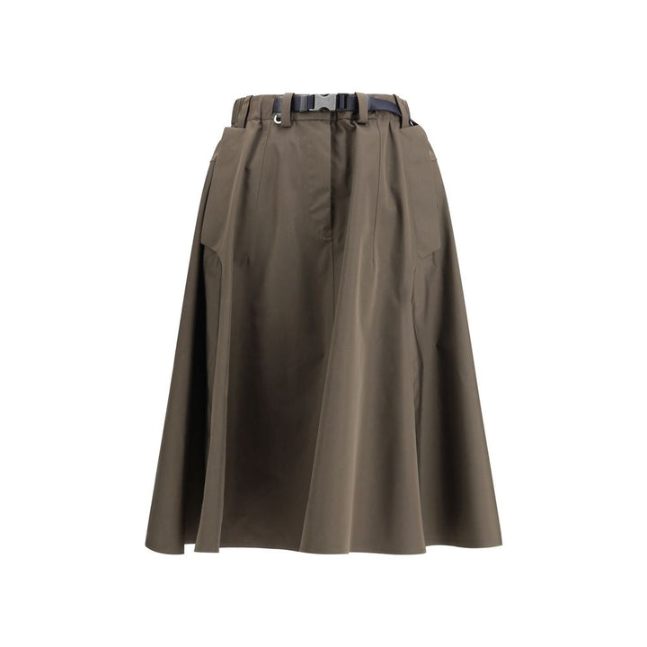 Falda midi bicolor de poliéster reciclado de Prada