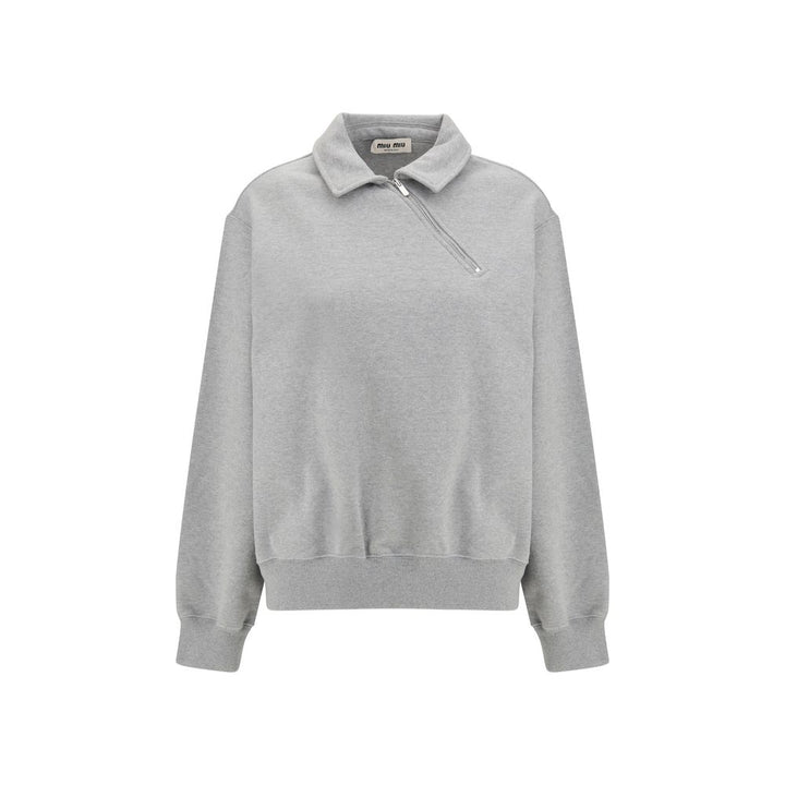 Sudadera de algodón gris de Miu Miu