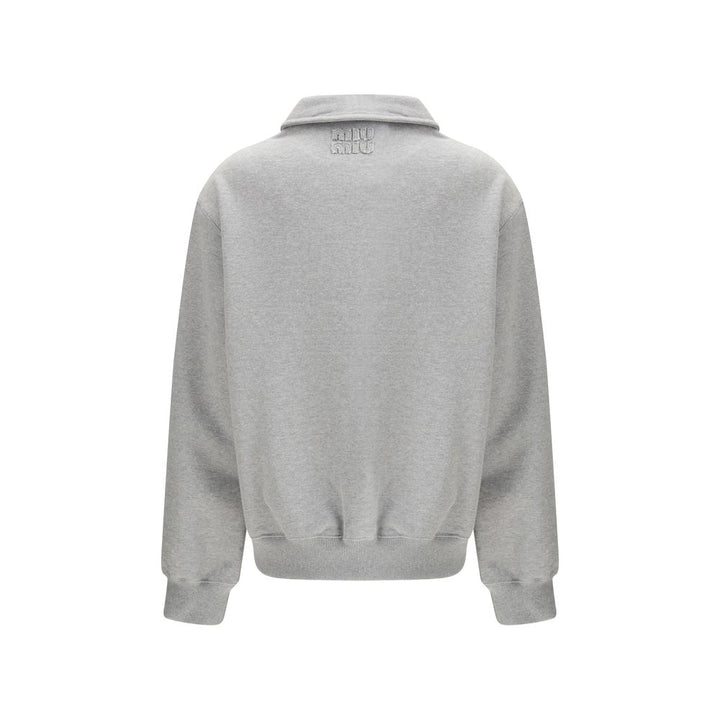 Sudadera de algodón gris de Miu Miu