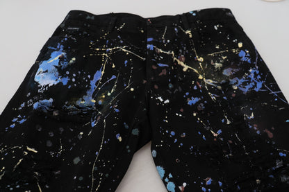 Vaqueros Dolce & Gabbana de algodón negro con estampado de salpicaduras de color