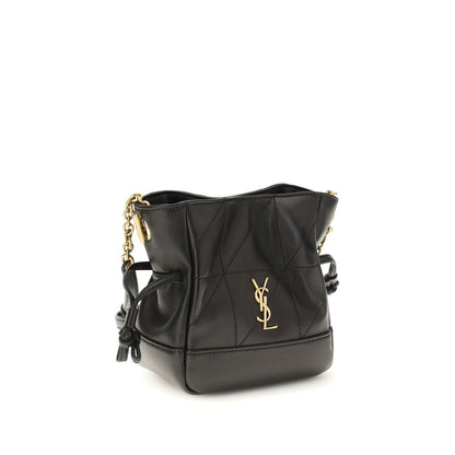 Pochette Saint Laurent noire en cuir d'agneau Ovis Aries Aries